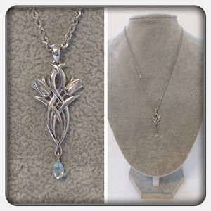 💎14K White Gold and Blue Topaz Necklace